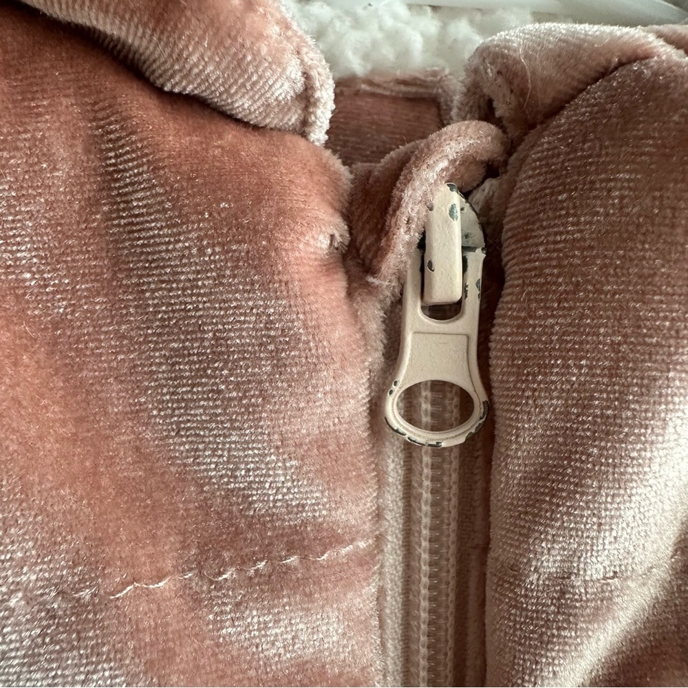 7 For All Mankind Girls 6x velour pink Sherpa lined vest zip up fall layer cute - Picture 9 of 9
